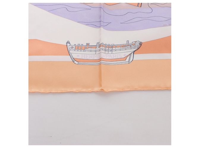 Hermès Carré 90 "COMPAGNONS DE MER" Lenço de seda em Orange Laranja - vista 6
