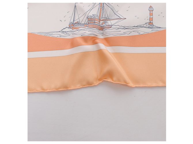 Hermès Carré 90 "COMPAGNONS DE MER" Lenço de seda em Orange Laranja - vista 7