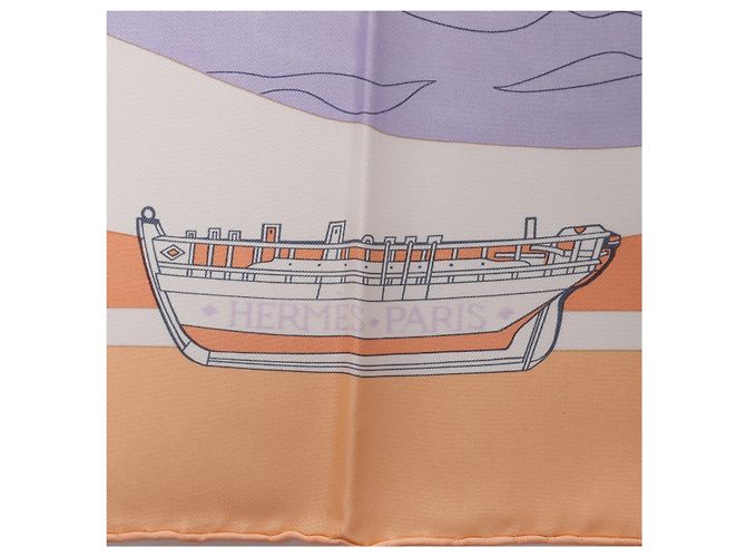 Hermès Carré 90 "COMPAGNONS DE MER" Lenço de seda em Orange Laranja - vista 8