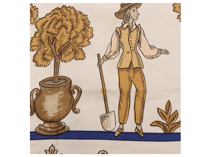 Garden Hermès Carré 90 "Les Jardiniers du Roy" Foulard di seta Blu - vista 10