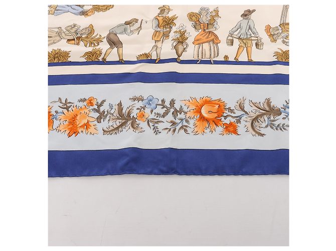 Garden Hermès Carré 90 "Les Jardiniers du Roy" Foulard di seta Blu - vista 7