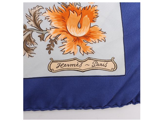 Garden Hermès Carré 90 "Les Jardiniers du Roy" Foulard di seta Blu - vista 8