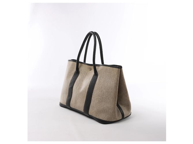Borsa Hermès Garden Party 36 PM Toile Ash Buffle in Beige × Brown - vista 2