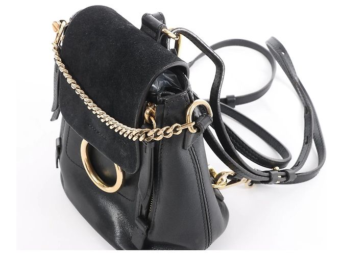 Chloé Zaino Chloe Faye in pelle x camoscio nero Beige - vista 3