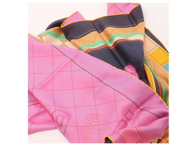 Hermès Carré 90 Double Face "Tapis de Selle" Silk handkerchief in Orange - view 13