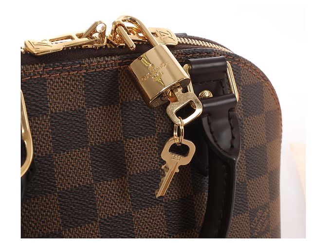 Louis Vuitton Alma BB Damier Ebene 2Way Handtasche in Braun Rot - Ansicht 12