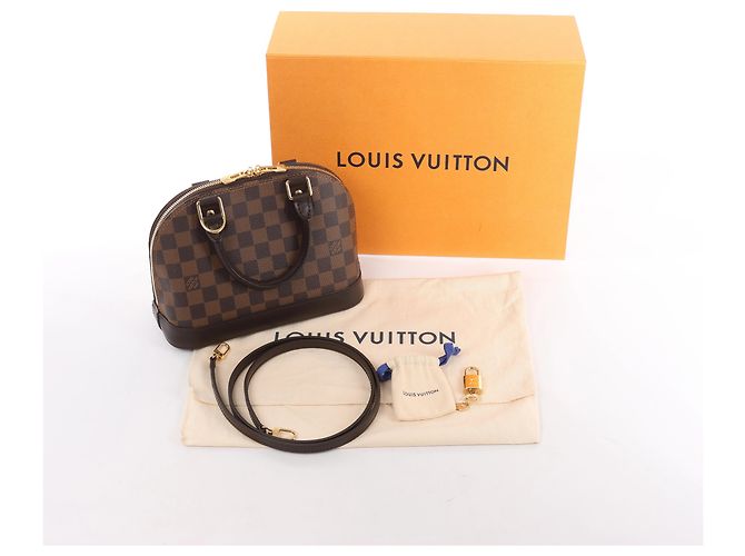 Louis Vuitton Alma BB Damier Ebene 2Way Handtasche in Braun Rot - Ansicht 14