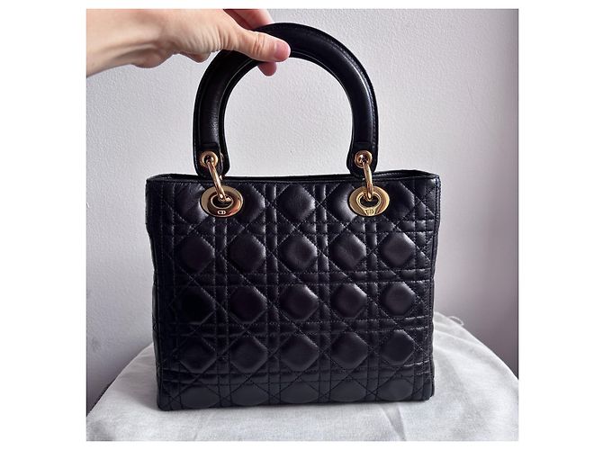 Christian Dior Borsa Lady Dior in pelle nera Nero - vista 4