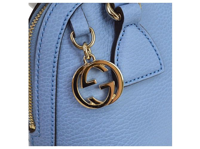 Gucci Interlocking Top Handle Leather Medium Bleu - vue 5