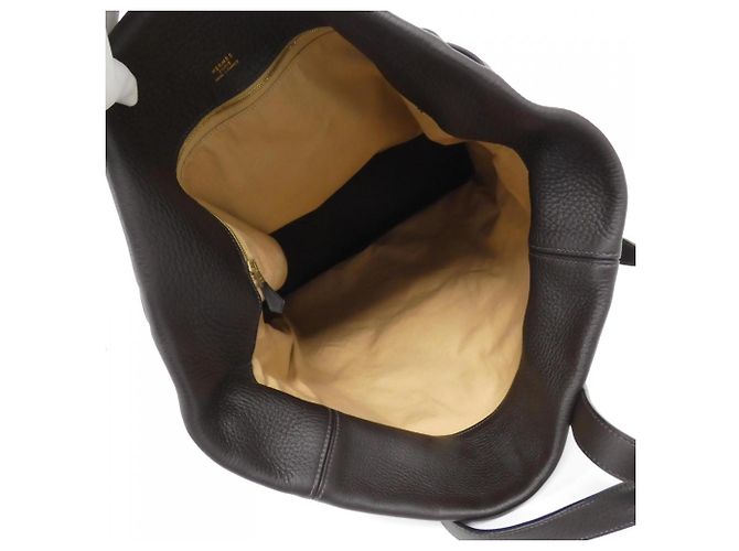Bolso Hermès Tall de cuero Taurillon Clemence Ebene Damier ebene - vista 6