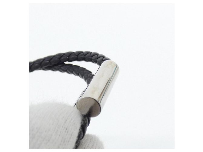 Hermès Hermes Tourni Tresse Armband Schwarz Silber - Ansicht 4