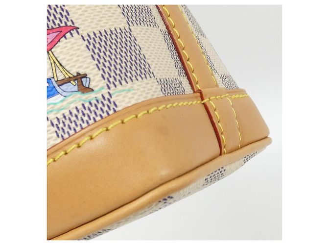 Borsa a mano Louis Vuitton Damier Azur (Vivienne) Nano Noe Bianco Blu - vista 4