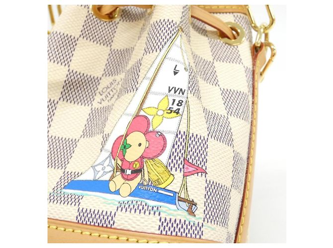 Borsa a mano Louis Vuitton Damier Azur (Vivienne) Nano Noe Bianco Blu - vista 5