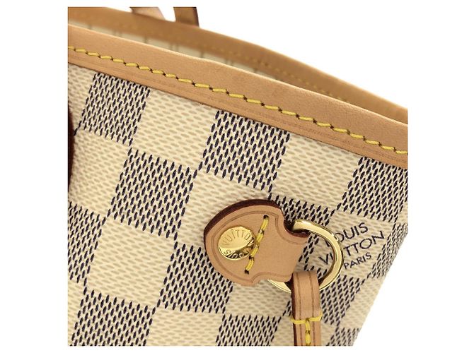 Borsa Louis Vuitton Damier Azur Neverfull PM Bianco Blu - vista 3