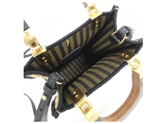 mala Fendi Sunshine Shopper Small Preto - vista 8