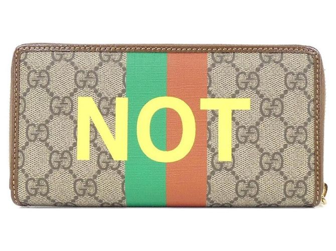 Cartera larga Gucci GG Supreme beige y marrón Castaño - vista 2