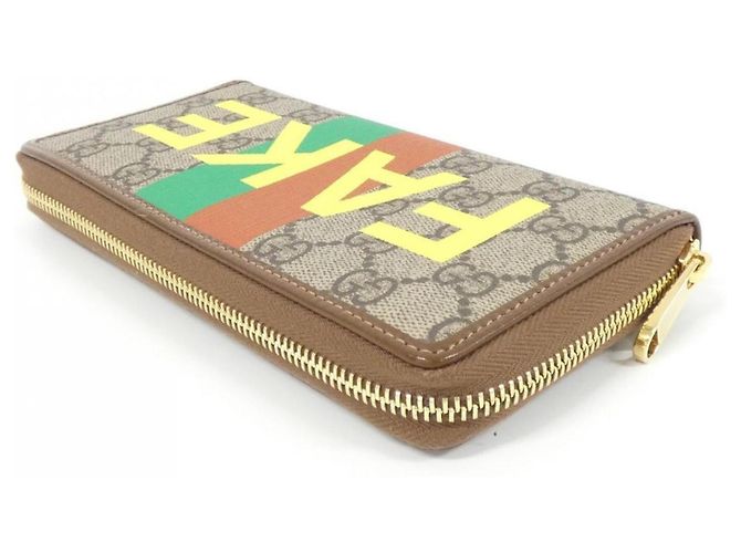 Cartera larga Gucci GG Supreme beige y marrón Castaño - vista 3