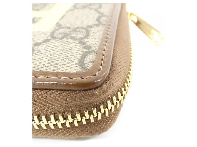 Cartera larga Gucci GG Supreme beige y marrón Castaño - vista 4