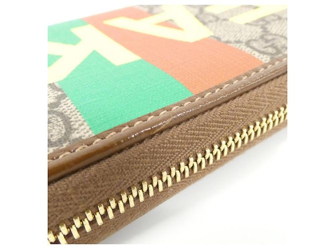 Cartera larga Gucci GG Supreme beige y marrón Castaño - vista 5