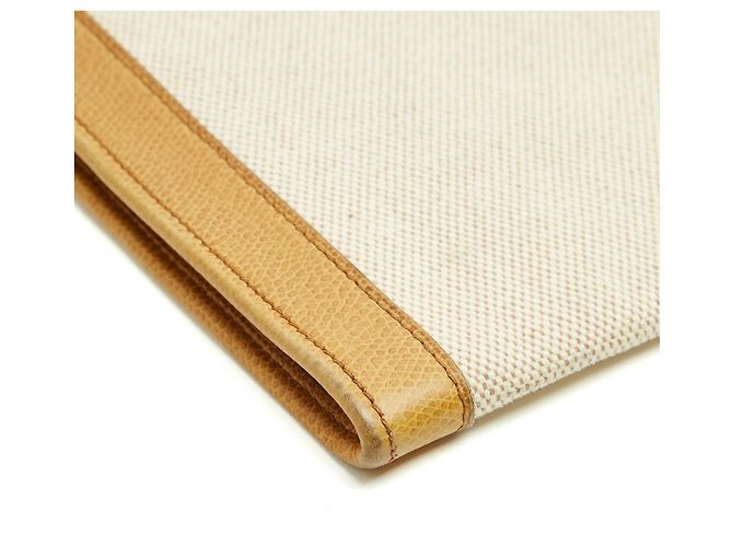 Hermès Pochette Jige GM in Pelle Gold e Canvas, 1979 Marrone Beige - vista 5