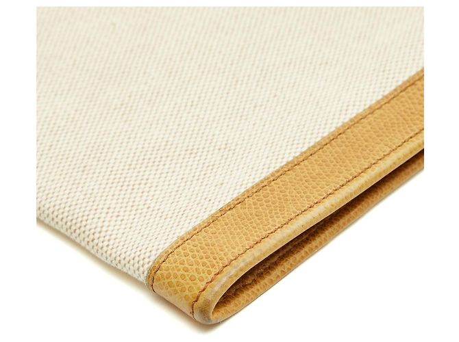 Hermès Pochette Jige GM in Pelle Gold e Canvas, 1979 Marrone Beige - vista 6