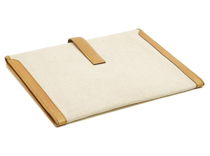 Hermès Pochette Jige GM in Pelle Gold e Canvas, 1979 Marrone Beige - vista 7