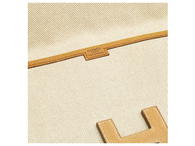Hermès Pochette Jige GM in Pelle Gold e Canvas, 1979 Marrone Beige - vista 8