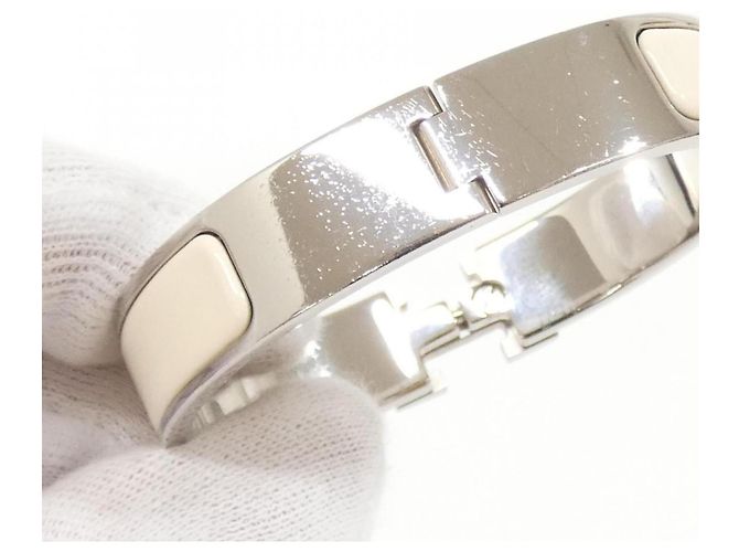 Hermès Bracelet Charmes Hermes Click H PM Argenté Beige - vue 3