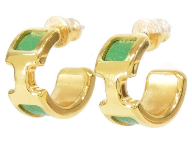 Hermès Orecchini a lobo Hermes Olympe PM 500359FC D'oro Verde - vista 2