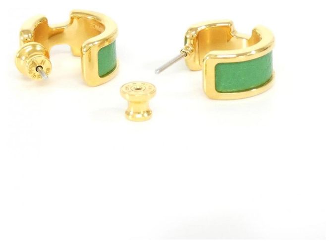 Hermès Orecchini a lobo Hermes Olympe PM 500359FC D'oro Verde - vista 3