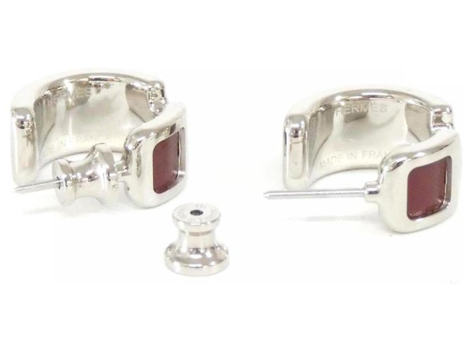 Hermès Orecchini Hermes Olympe PM Stud Earrings Argento Rosso - vista 3