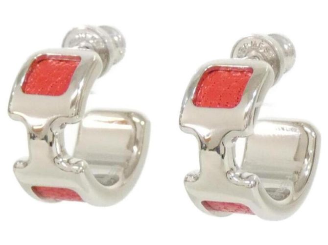 Hermès Brincos Hermes Olympe PM 500468FK Prata Vermelho - vista 2