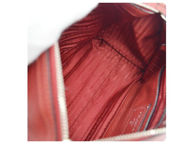 Prada Convertible Boston Vitello Daino Medium Red - view 3