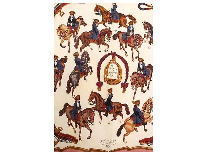 Hermès Carré Reprise Seta Rosa Bianco Marrone Rosso Beige - vista 2