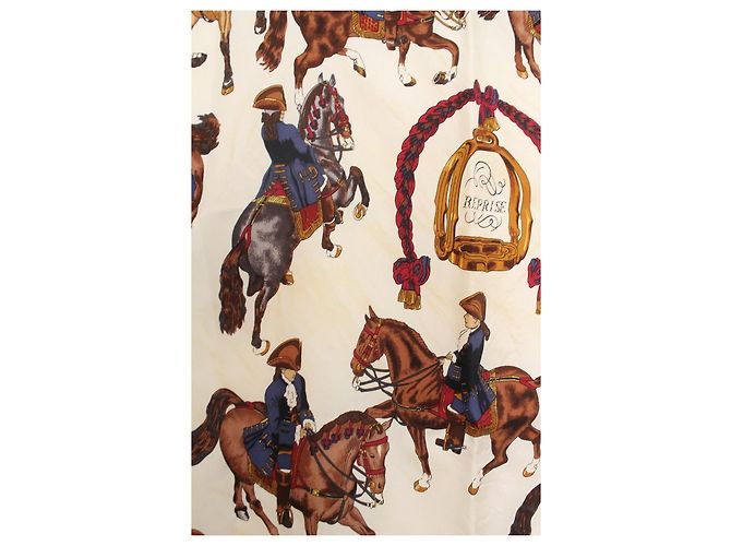 Hermès Carré Reprise Seta Rosa Bianco Marrone Rosso Beige - vista 3
