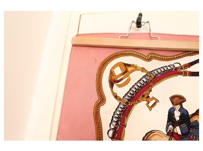 Hermès Carré Reprise Seta Rosa Bianco Marrone Rosso Beige - vista 6