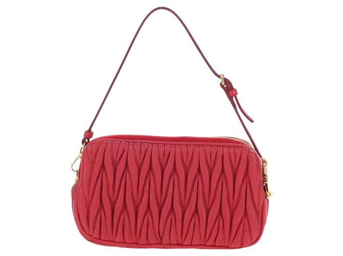 Miu Miu Tech Matelassé Leather Small Rosso - vista 2