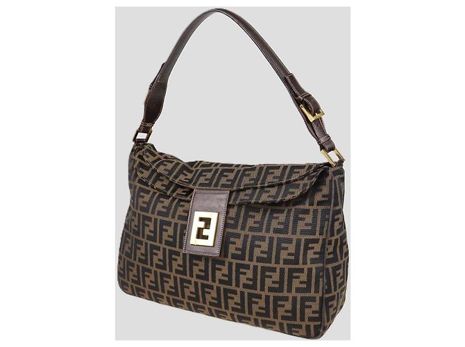 Fendi Tobacco Zucca Canvas Vintage Flap Hobo Marrone - vista 2