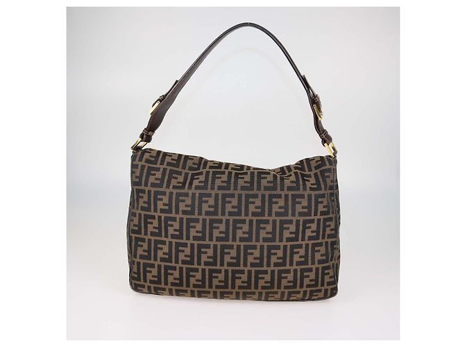Fendi Tobacco Zucca Canvas Vintage Flap Hobo Marrone - vista 3