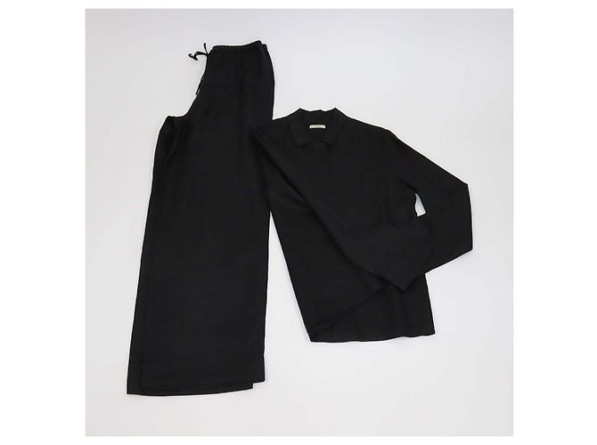 Autre Marque Set Camicia a Maniche Lunghe in Lino Nero e Pantaloni Aurelia 12 Storeez - vista 2