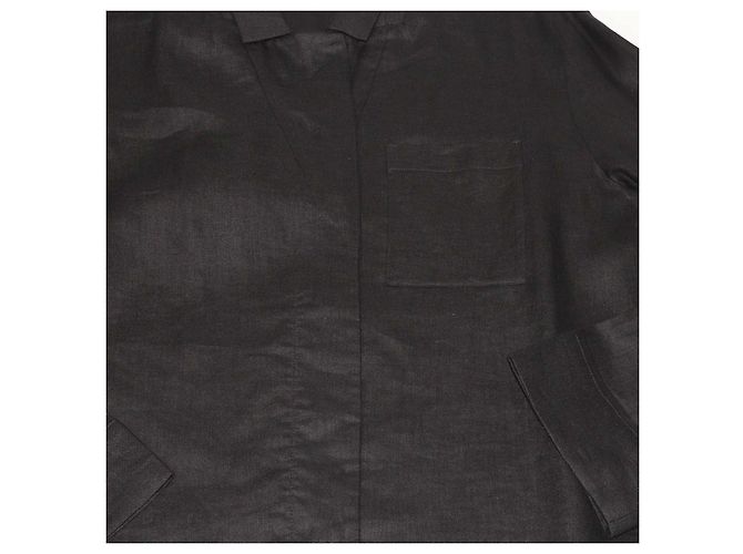 Autre Marque Set Camicia a Maniche Lunghe in Lino Nero e Pantaloni Aurelia 12 Storeez - vista 4