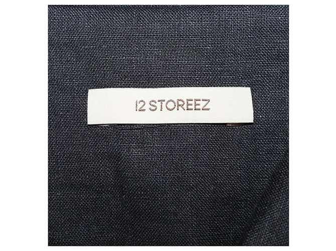Autre Marque Set Camicia a Maniche Lunghe in Lino Nero e Pantaloni Aurelia 12 Storeez - vista 5