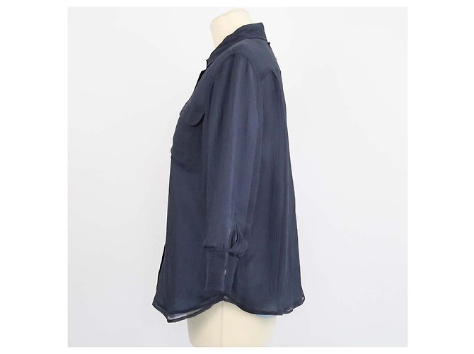 Camisa de gasa de seda azul marino con manga tres cuartos Prada - vista 2