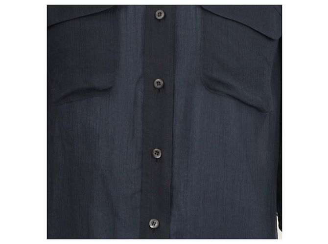 Camisa de gasa de seda azul marino con manga tres cuartos Prada - vista 4