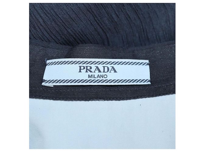Camisa de gasa de seda azul marino con manga tres cuartos Prada - vista 5