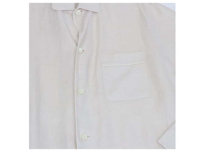 Ensemble Chemise de Pyjama Pian et Pantalon Britton Loro Piana Clear Oyster Linen Écru - vue 4