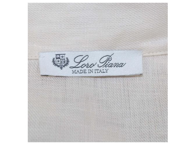 Ensemble Chemise de Pyjama Pian et Pantalon Britton Loro Piana Clear Oyster Linen Écru - vue 6