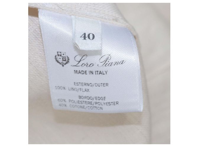 Ensemble Chemise de Pyjama Pian et Pantalon Britton Loro Piana Clear Oyster Linen Écru - vue 7