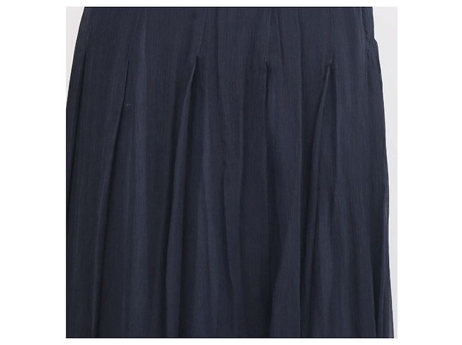 Prada plissierter Maxirock aus Seidenchiffon in Navyblau Marineblau - Ansicht 4