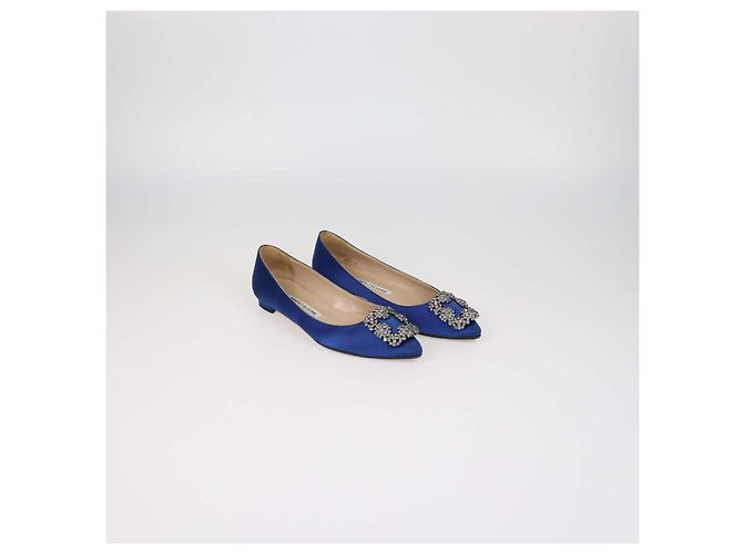 Manolo Blahnik Blue Satin Hangisi Flats - vista 2